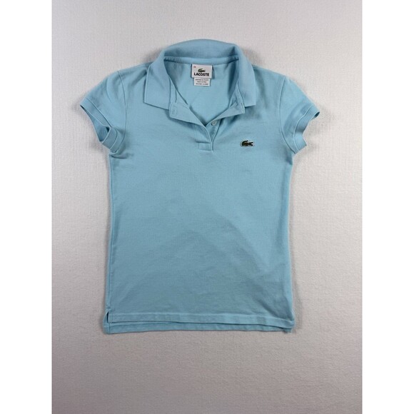 Lacoste Women’s Polo Shirt Blue Size 34 XS Short Sleeve 2-Button Stretch - Picture 1 of 7